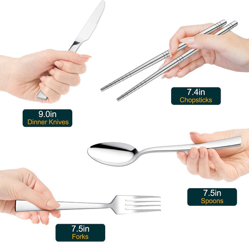 HaWare Portable Travel Utensils Set, Stainless Steel Silverware for Camping, School Lunch, Reusable and Dishwasher Safe