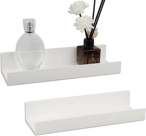 MATIMASU Floating Shelf Set of 2 - 10.6" Wall Mounted Plastic Shelves for