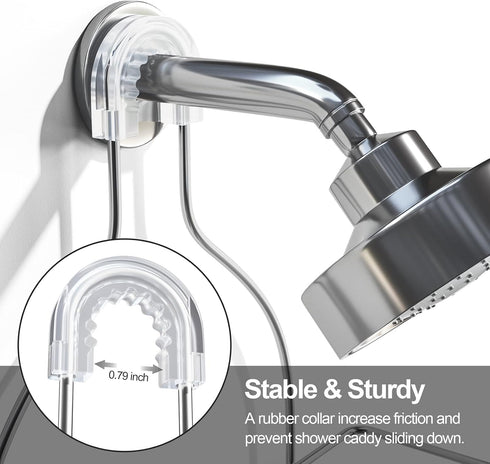 Chrome Shower Caddy Organizer with Hooks - Overhead Bathroom Rack