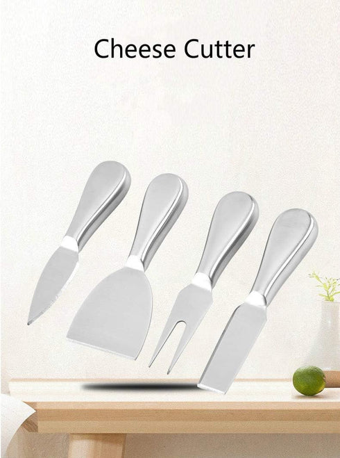 Premium Stainless Steel Cheese Tool Set, 4 Piece Cheese Knife Set for Cutting and Spreading Cheeses