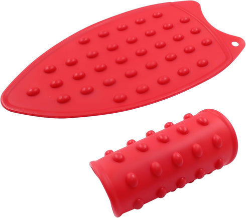 2 Pcs Silicone Iron Rest Pads, Heat Resistant Protective Mats for Ironing Board, Curling Irons, Flat Irons (Red)