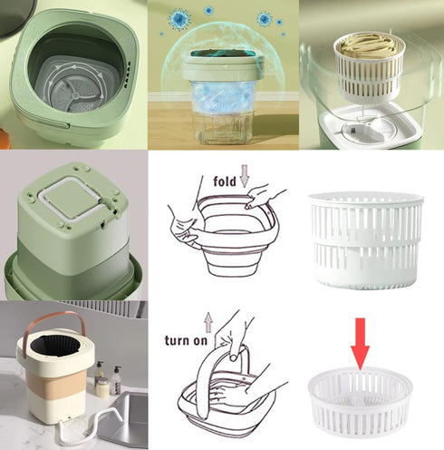 Updated Model Portable Washing Machine, Mini Foldable Washer 10L Capacity for Baby Clothes, Travel