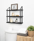 3 Mkono Floating Wall Shelves Tier Rustic Hanging Shelf with Metal Bracket Wall Mount Wood Storage Display Shelves