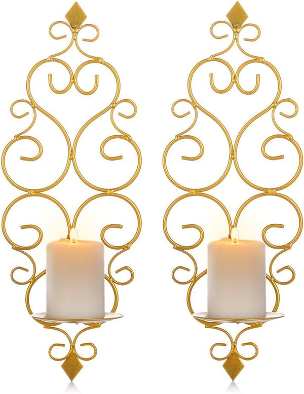 Sziqiqi Iron Wall Candle Sconce Holder Set of 2 Hanging Wall Mounted