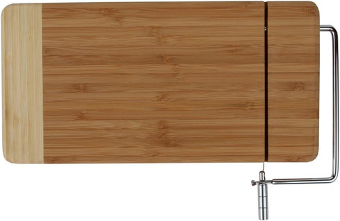 Home-X Bamboo Cheese Cutting Board with Stainless Steel Wire Slicer, Ultimate Two-In-One Kitchenware