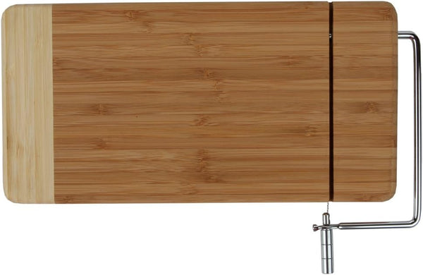 Home-X Bamboo Cheese Cutting Board with Stainless Steel Wire Slicer, Ultimate Two-In-One Kitchenware