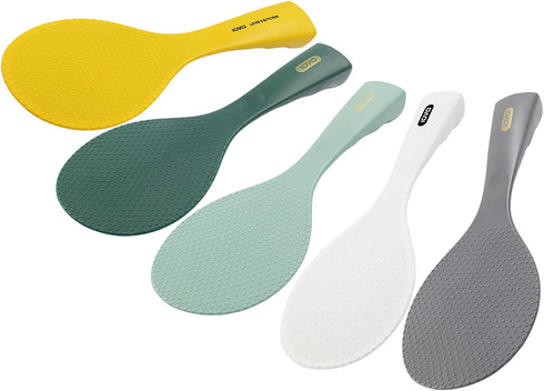 Non Stick Rice Scooper - Silicone Standing Rice Spoon Paddle - Professional Rice Potato Server Spatula Heat Resistant Rice Cooker Spoon (1 Pack, Black)