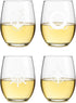 Set of 4 Stemless Boat Wine Glasses – 16oz Unbreakable Nautical Glasses with Anchor, Compass, Helm & Life Ring,