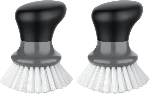 MR.SIGA 2 Pack Dish Scrub Brush, Palm Brush with Ergonomic Grip, Kitchen Brushes for Dishes, Gray