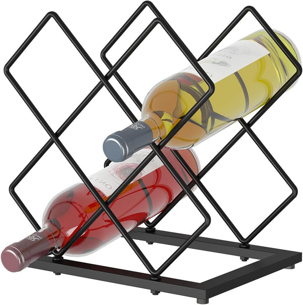 Countertop Wine Rack, 6 Bottles Storage Capacity, Modern Metal Wine Bottle Holder for Bar, Cabinet, Pantry