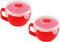 Home-X Microwave Soup Mugs with Lid - Set of 2, 32oz Capacity, BPA Free, Dishwasher Safe, Red
