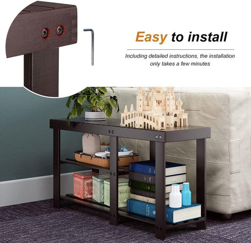 PayLessHere 5-Tier Closet (3 Bamboo Shoe Rack Shoe Bench Shoe Shelf Free Standing Storage Organizer with Additional