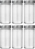 6 Pcs Glass Spice Jars/Bottles (3oz), Empty Round Spice Containers with Airtight Metal Caps and Shaker Lids