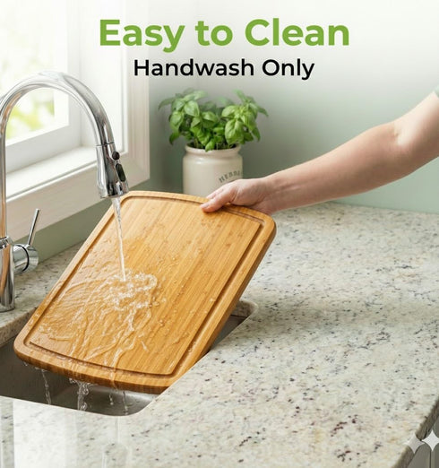 18 Inch GREENER CHEF Extra Large Bamboo Cutting Board with Lifetime Replacements - Organic Wooden Butcher Block, XL