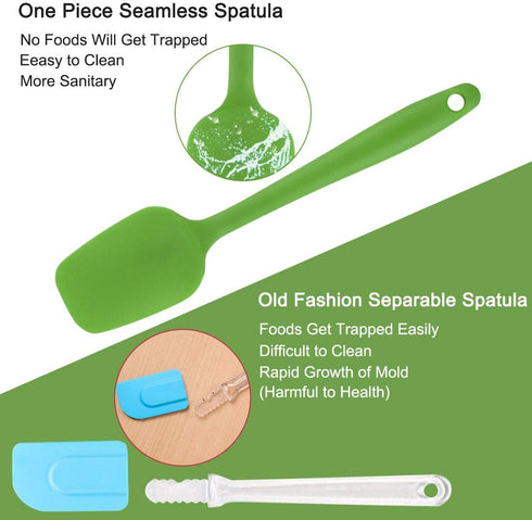 uxcell Silicone Spatula Set, Heat Resistant Kitchenware for Cooking, Baking, and Mixing - Green