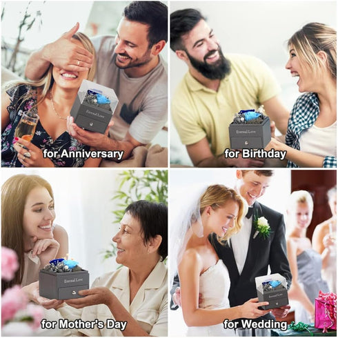 SHOKUTO Preserved Rose - Birthday Gifts for Women, Mom, Girlfriend, Jewelry Boxes with Necklace for Grandma, Wife,
