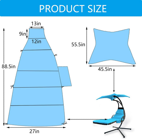 Hammock Outdoor Hanging Lounge Chair Replacement Cushion Cover and Umbrella Fabric, Made for Patio Curved Chaise Lounge