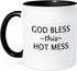 3dRose mug_221115_4 GOD BLESS THIS HOT MESS, Two Tone Black Mug, 11oz