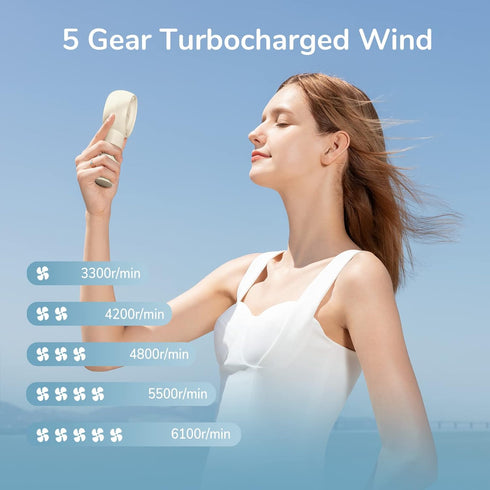 JISULIFE Handheld Portable Turbo Fan, 4000mAh USB Rechargeable Mini Fan with 16H Max Cooling Time, Brown