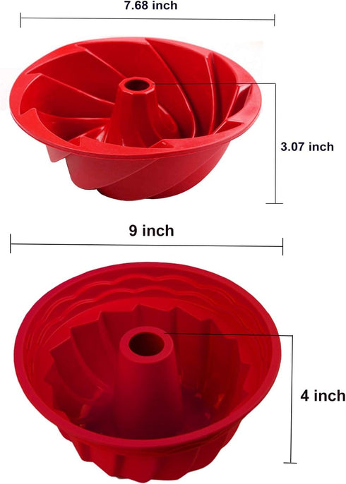 IELEK Silicone Fulted Pan Cake Nonstick Molds - Tube for Baking Cake, Jello, Gelatin, Bread