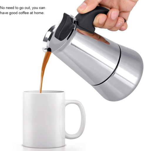 Stainless Steel Coffee Maker, Moka Pot Espresso Coffee Maker Stovetop Espresso Maker Portable Electric Heating Espresso Coffee Maker for Home Office Use by Tomotato