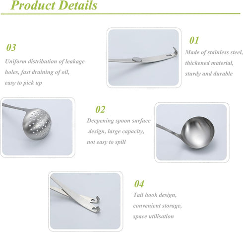 Tenta Kitchen 2oz/56ml Stainless Steel Small Soup Ladle Spoon - One-piece Professional Ladle with Hook
