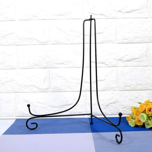 Zerodis Iron Display Stand, 1PC Black Iron Easel for Bowl, Plate, Photo Frame, Artwork Holder