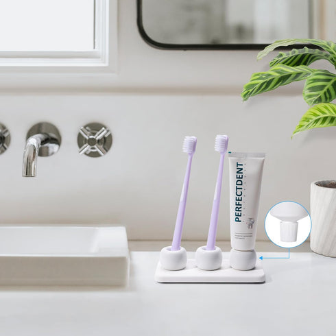Dersyer 3 Pack 1 Pack Countertop, Mini Ceramic Toothbrush Holder Stand with Water Absorbing Stone for Bathroom Vanity