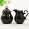 DUJUST Black Cream & Sugar Set, Luxury British Design in Golden Trims,