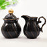 DUJUST Black Cream & Sugar Set, Luxury British Design in Golden Trims,