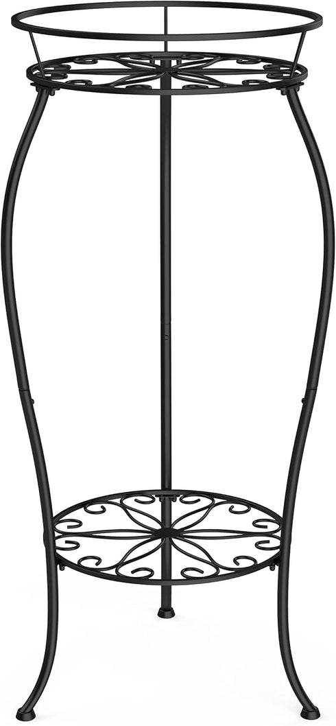 FaithLand Plant Stand, Metal Planter Holder Indoor Outdoor, 2 Tier Round Potted