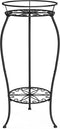 FaithLand Plant Stand, Metal Planter Holder Indoor Outdoor, 2 Tier Round Potted