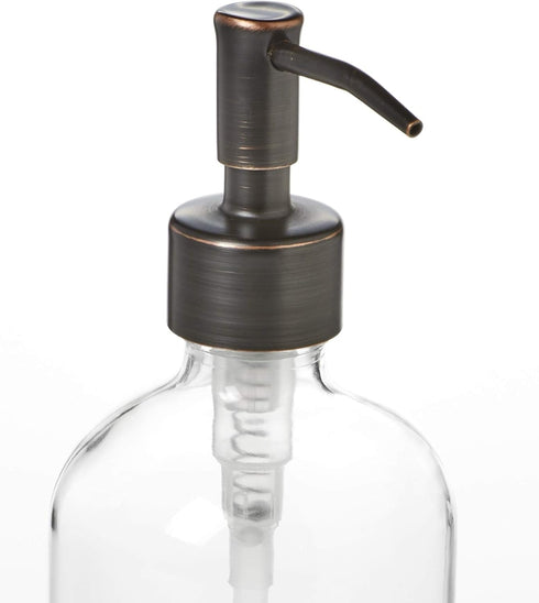 Clear Soap Dispenser with Oil Rubbed Bronze Pump - 8oz Glass Dispenser with Non Slip Coaster