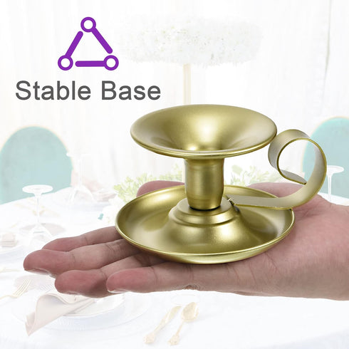 PATIKIL Set of 2 Retro Iron Taper Candle Holders, Gold Simple Candlestick Stand for Halloween & Wedding Decor