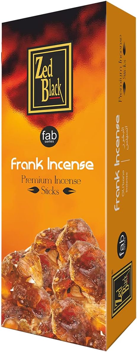 ZED Black Frank Premium Quality Incense Sticks - 20 Sticks per Box, 6 Boxes (Total 120 Sticks) for Relaxation, Yoga,