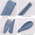 Reusable Utensils Set with Case, 4 Sets Wheat Straw Travel Cutlery Set, Portable Spoon, Knife, Fork for Kids Adults