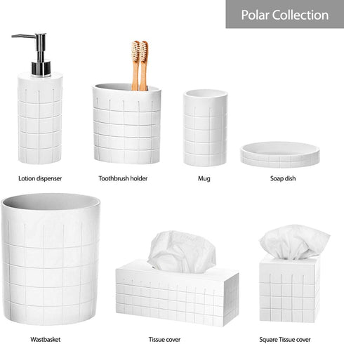 Creative Scents Polar White Tissue Box Cover - Decorative Holder for Bathroom with Wide Opening