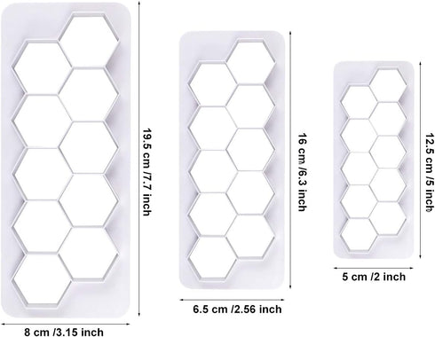 Mity rain Hexagon Cookie Cutter - Geometric Multicutter, 3 Size Football Cake Fondant Biscuit Cutters