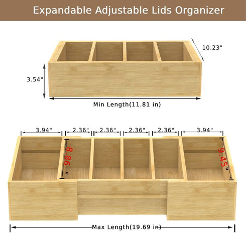 Countertop 3 Retro Shaw Large Expandable Kitchen Lids Organizer for Cabinet, Covers, Pantry, Drawer & Storage