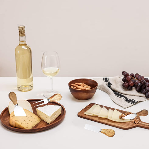 4Pcs Cheese Knife Set, Stainless Steel Knives with Acacia Wood Handle, Charcuterie Knife Set for Parties