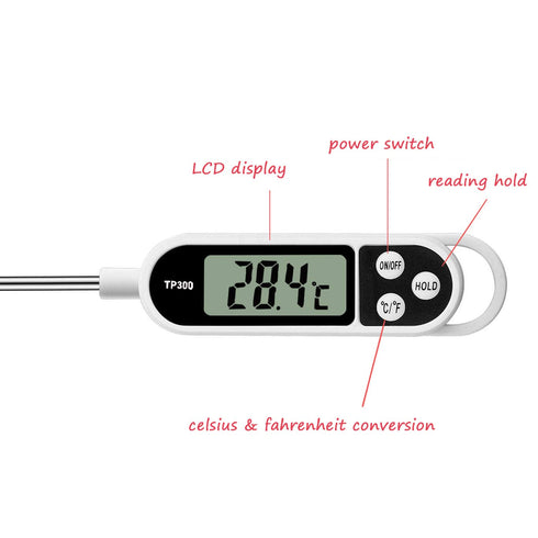 Digital Meat Food Thermometer for Cooking Kitchen BBQ, Instant Read Probe Thermometer with Long Probe for Candy, Milk,