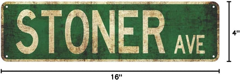 Stoner Avenue Vintage Rustic Retro Street Sign, 4x16 inch Tin Sign