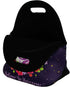 Violet Mist Cute Neoprene Lunch Bag, Insulated Tote Black Unicorn Reusable Lunch Box for Women