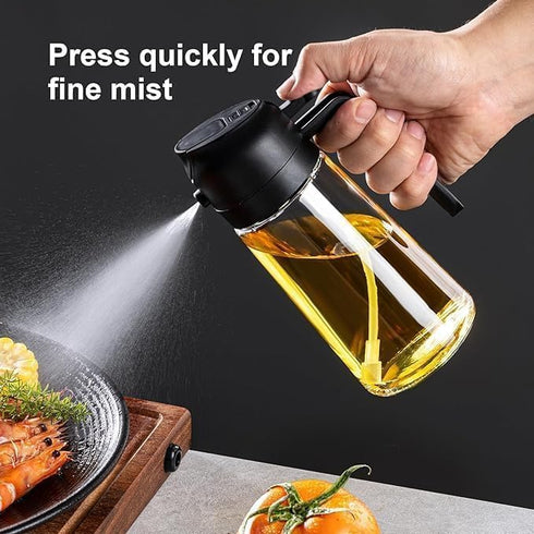 16oz Oil Dispenser Bottle for Kitchen - 2 in 1 Olive Oil Dispenser and Oil Sprayer - 470ml Olive Oil Bottle - Oil Sprayer for Cooking, Kitchen, Salad, Barbecue Black by TrendPlain