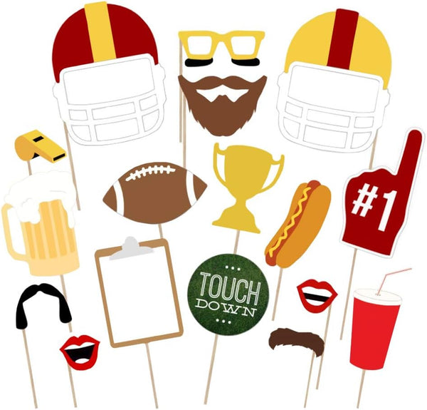 Football Photo Booth Props Kits, 17 Count Party Favor for Football Party Theme Supplies & Decorations
