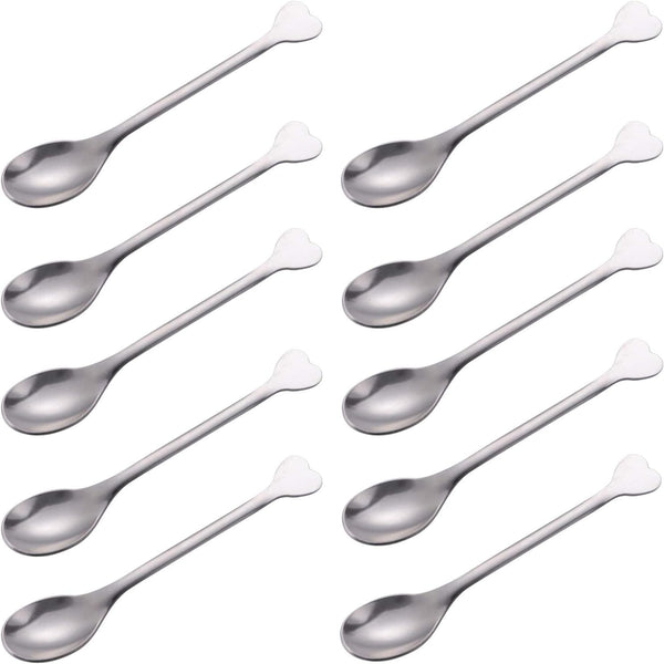 Mini Dessert Spoons Set of 10, 4.5-Inch Stainless Steel Demitasse Spoons for Dessert, Tea, Appetizer