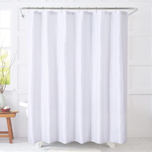 YOSTEV Waterproof Polyester Bathroom Shower Curtain Liner, 54 x 78 Inches, White, with Grommets and Magnets