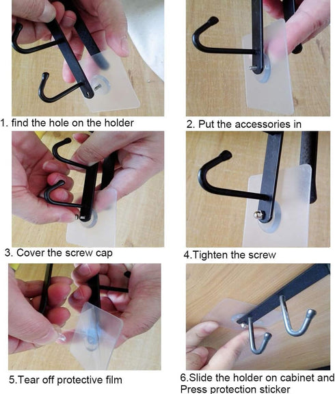 Kitchen Utensil Storage Hook, Wall Mounted Coffee Cup Holder, Cabinet Storage Hooks for Pots and Pans - 2 Pcs
