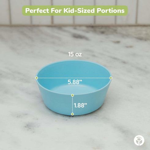 WeeSprout Bamboo Kids Bowls with Lids, Set of Four 10 oz kid-Sized Bamboo Bowls, Bamboo Kid Bowls with Lids for Leftovers, Dishwasher Safe (Blue, Yellow, Orange, & Red) by WeeSprout