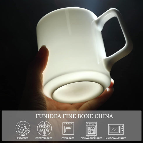 Fine Bone Ceramic Coffee Mugs Set of 2, 15oz Handles for Hot Beverages, Perfect for Home Coffee Lovers